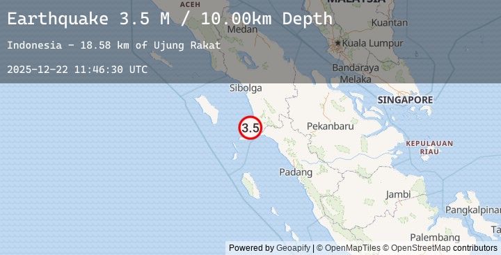 Map of Northern Sumatra, Indonesia