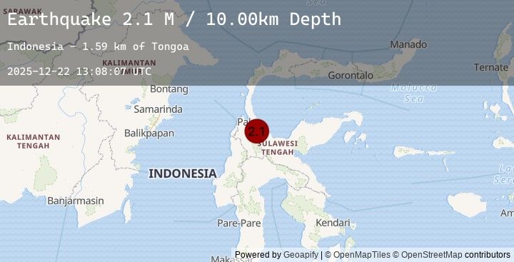 Map of Sulawesi, Indonesia