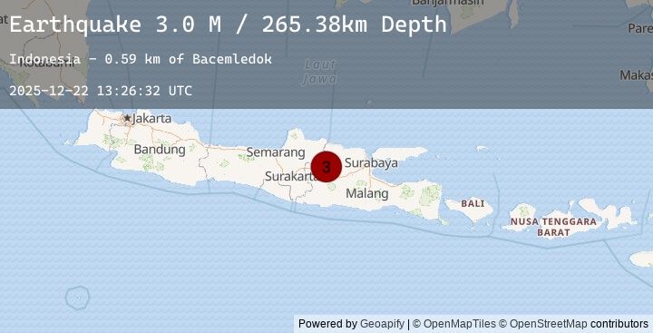 Map of Java, Indonesia