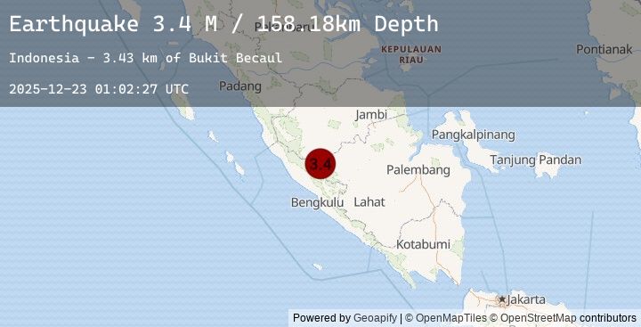 Map of Southern Sumatra, Indonesia
