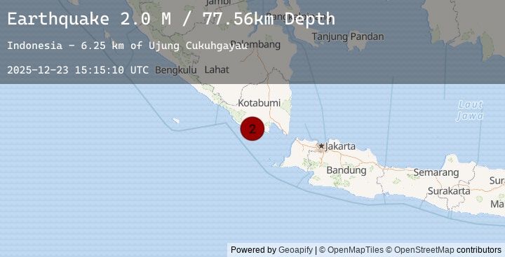 Map of Southern Sumatra, Indonesia