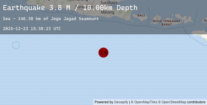 Map of South of Java, Indonesia