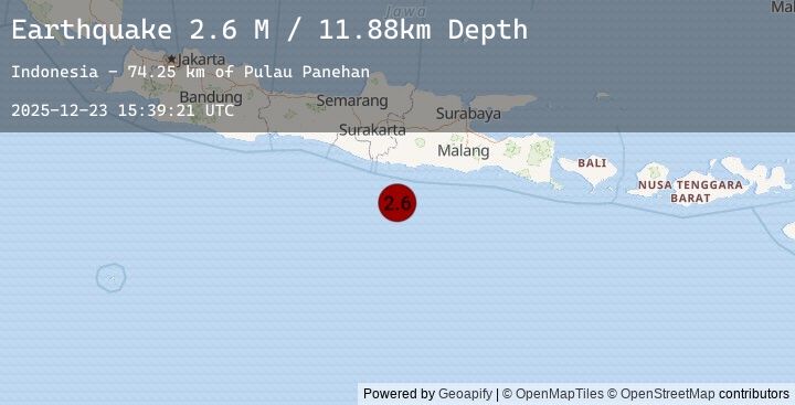 Map of South of Java, Indonesia