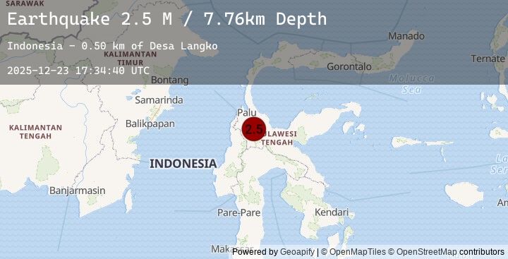 Map of Sulawesi, Indonesia