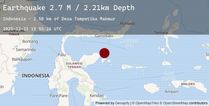 Map of Minahassa Peninsula, Sulawesi
