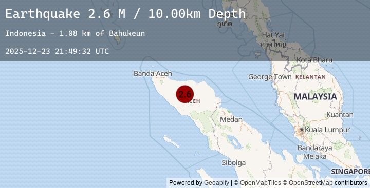 Map of Northern Sumatra, Indonesia