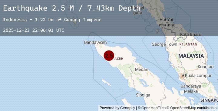 Map of Northern Sumatra, Indonesia