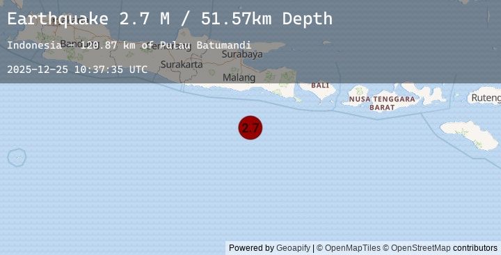 Map of South of Java, Indonesia