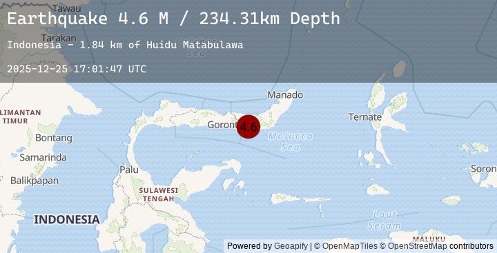 Map of Minahassa Peninsula, Sulawesi