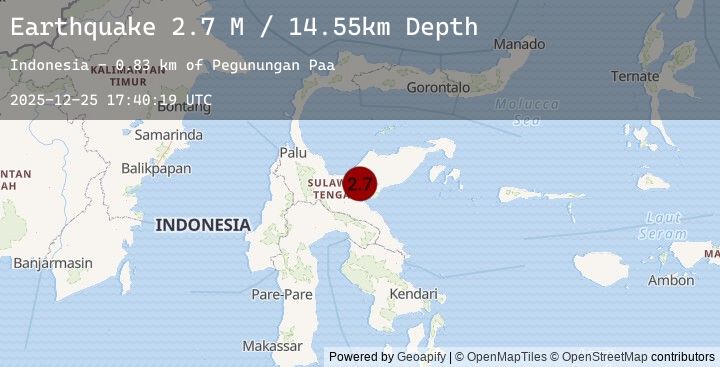 Map of Sulawesi, Indonesia