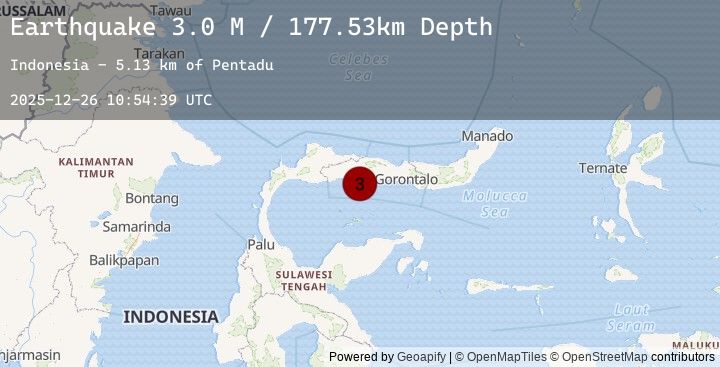 Map of Minahassa Peninsula, Sulawesi