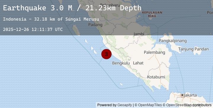 Map of Southern Sumatra, Indonesia