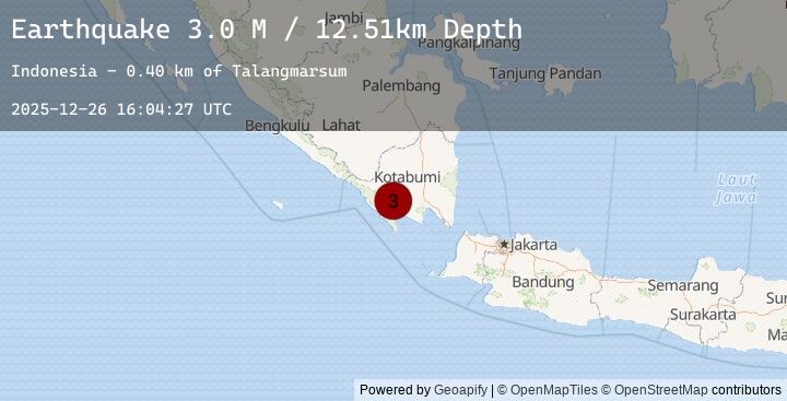 Map of Southern Sumatra, Indonesia