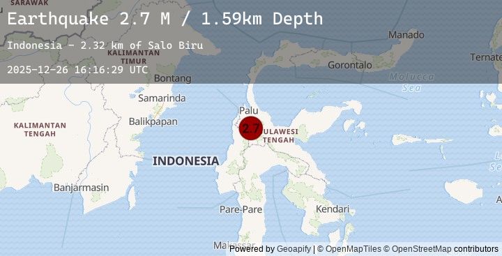 Map of Sulawesi, Indonesia