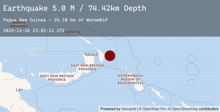 Map of New Ireland Region, Papua New Guinea