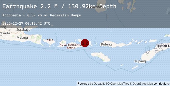 Map of Sumbawa Region, Indonesia