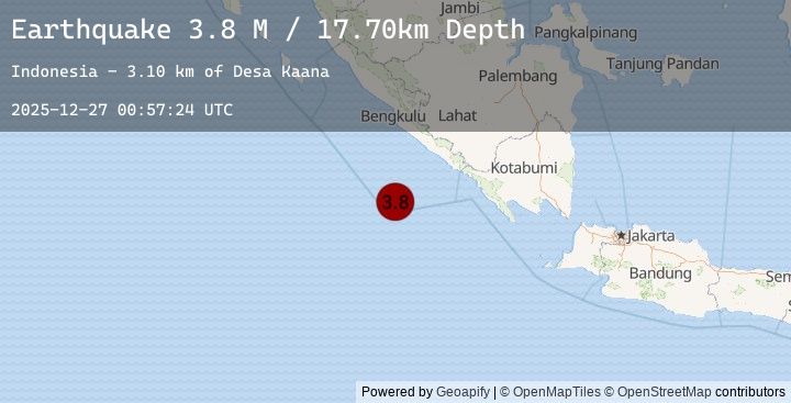 Map of Southern Sumatra, Indonesia
