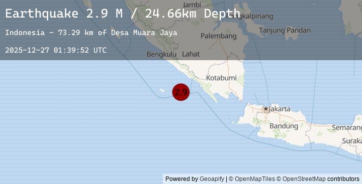 Map of Southern Sumatra, Indonesia