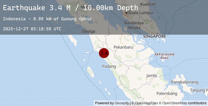 Map of Northern Sumatra, Indonesia