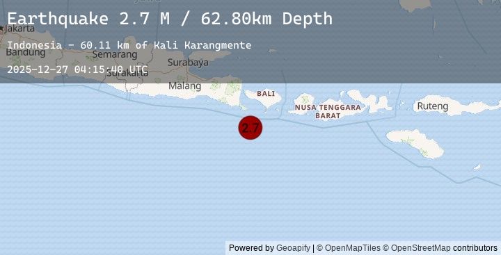 Map of South of Bali, Indonesia