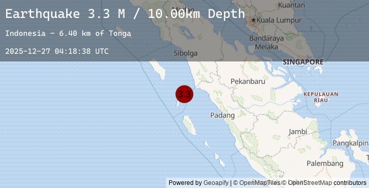 Map of Northern Sumatra, Indonesia