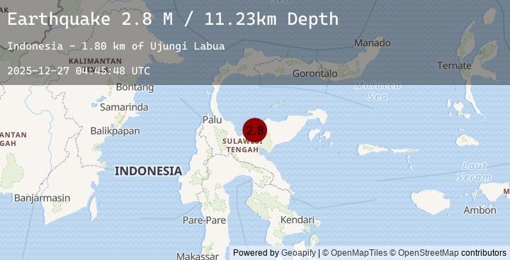 Map of Sulawesi, Indonesia