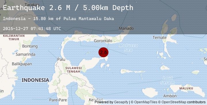 Map of Minahassa Peninsula, Sulawesi