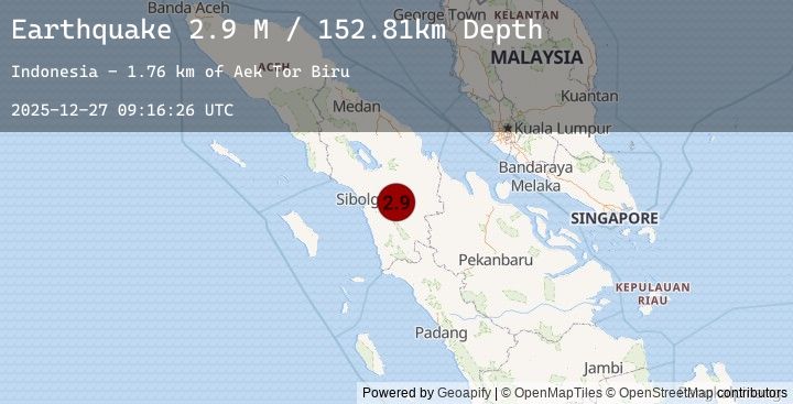 Map of Northern Sumatra, Indonesia
