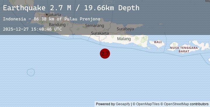 Map of South of Java, Indonesia