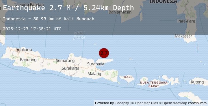 Map of Java, Indonesia