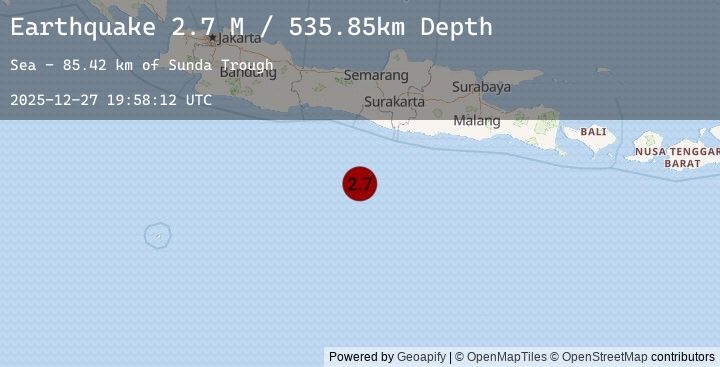 Map of South of Java, Indonesia