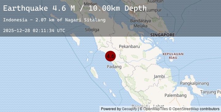 Map of Southern Sumatra, Indonesia