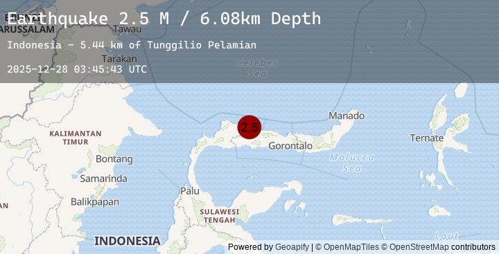Map of Minahassa Peninsula, Sulawesi