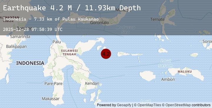 Map of Sulawesi, Indonesia