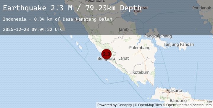 Map of Southern Sumatra, Indonesia