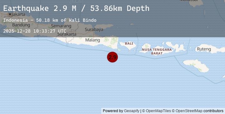 Map of South of Bali, Indonesia
