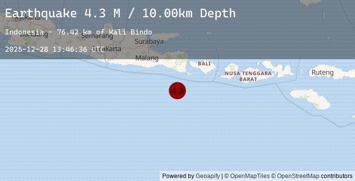 Map of South of Bali, Indonesia