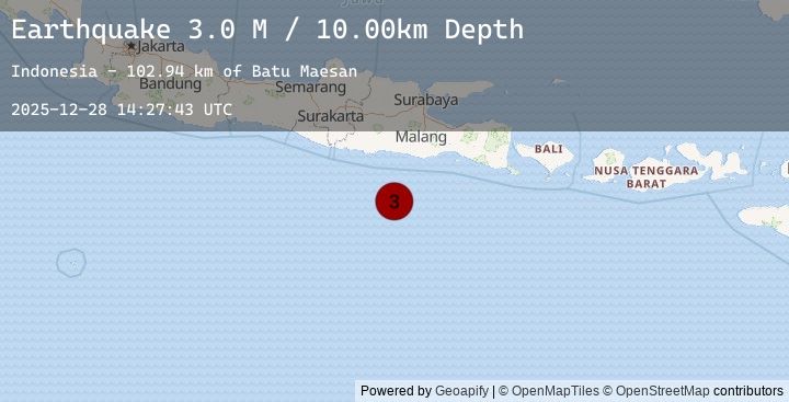 Map of South of Java, Indonesia