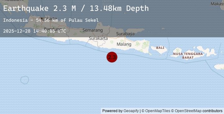 Map of South of Java, Indonesia
