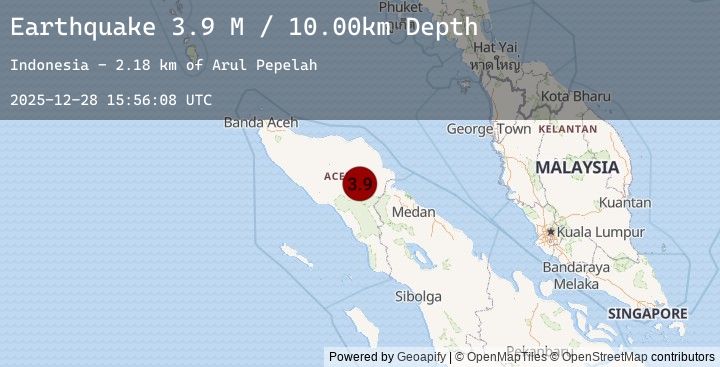 Map of Northern Sumatra, Indonesia