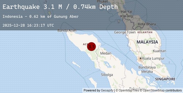 Map of Northern Sumatra, Indonesia
