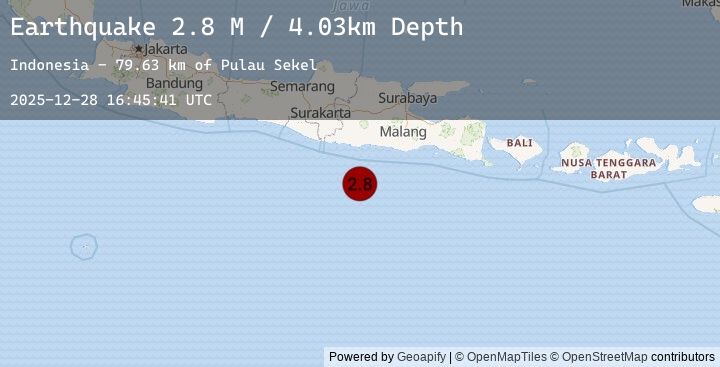 Map of South of Java, Indonesia