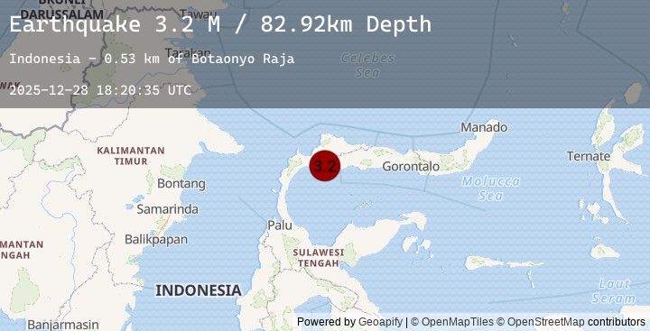 Map of Minahassa Peninsula, Sulawesi