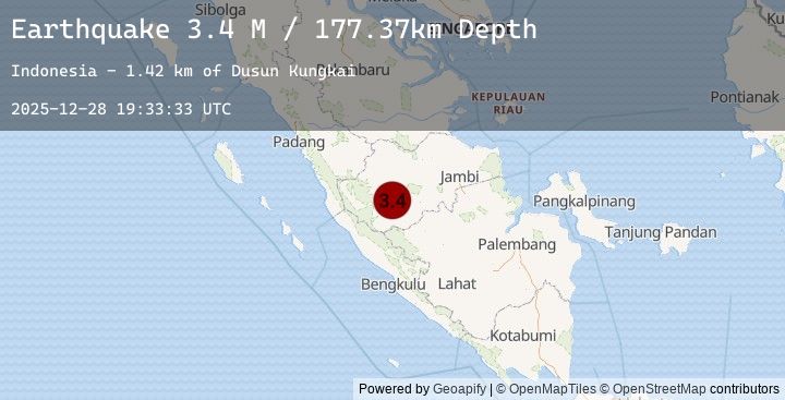 Map of Southern Sumatra, Indonesia