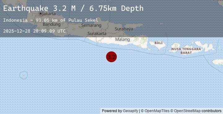 Map of South of Java, Indonesia