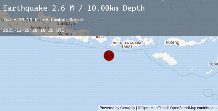 Map of South of Bali, Indonesia