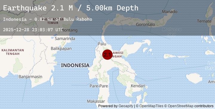 Map of Sulawesi, Indonesia