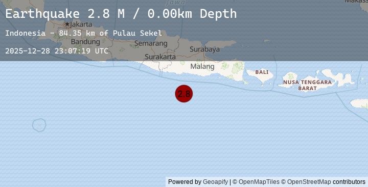 Map of South of Java, Indonesia