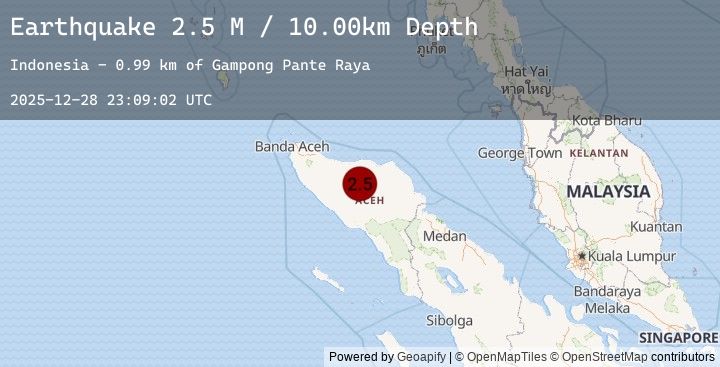 Map of Northern Sumatra, Indonesia