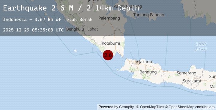 Map of Southern Sumatra, Indonesia